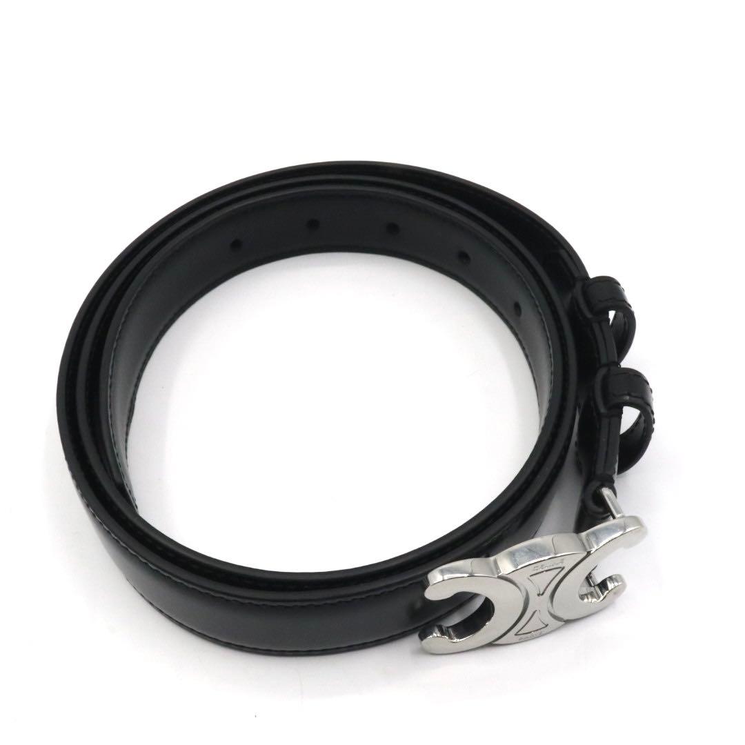 美品　セリーヌ　トリオンフ　カーフスキン　ベルト　95 ブラック