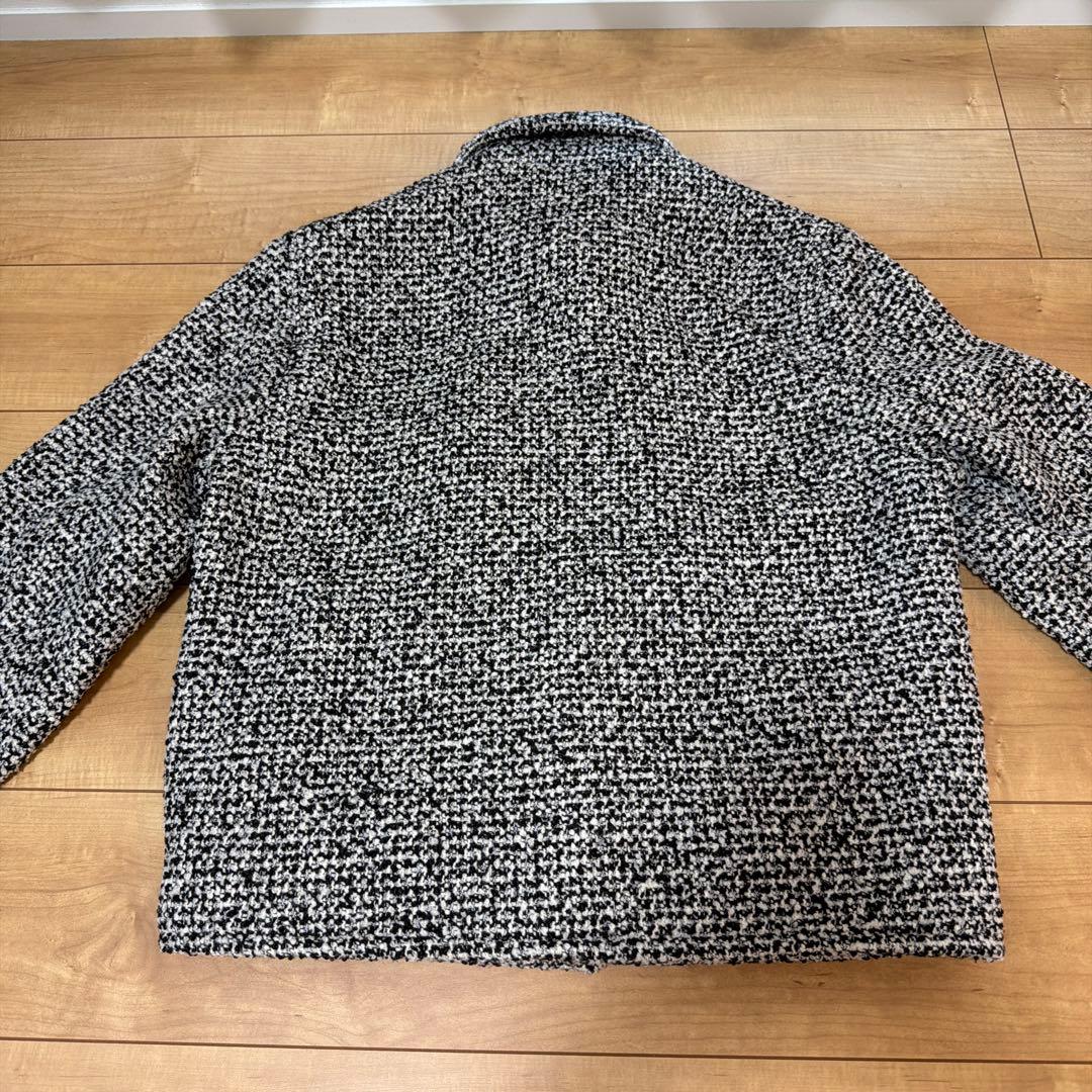 ZARA ザラ テクスチャードポケットシャツジャケット 白黒 ジャケット S