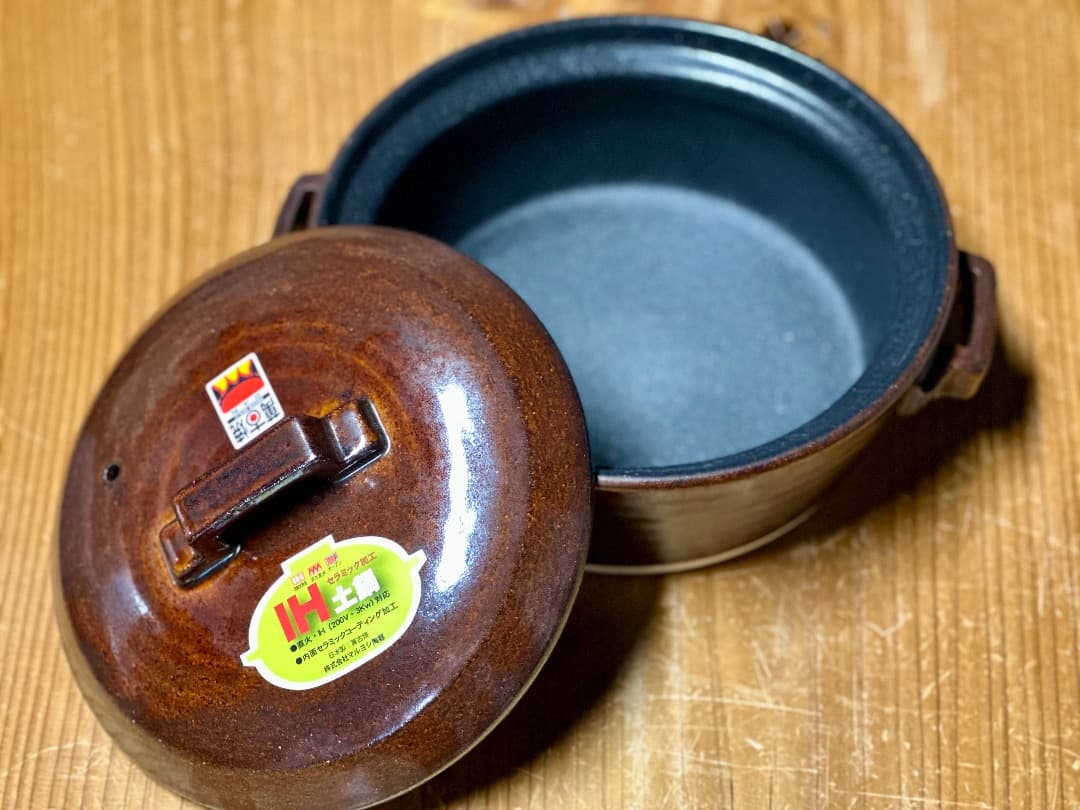 再値下げ　新品　萬古焼　７号土鍋土鍋　セラミック加工　ブラウン　IH直火OK