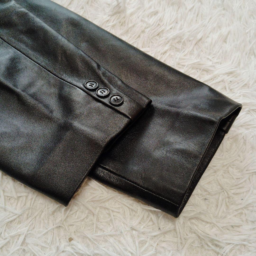 【美品】バルマン☆ラムレザー　Ｌサイズ　2B テーラードジャケット　ブラック