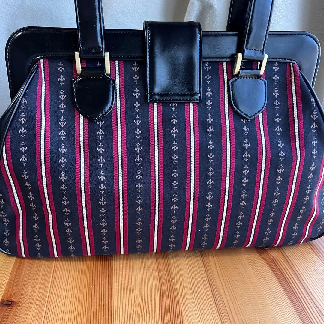 美品✨エクサントリーク レジメンタル柄　ハンドバッグ ボストンバッグ