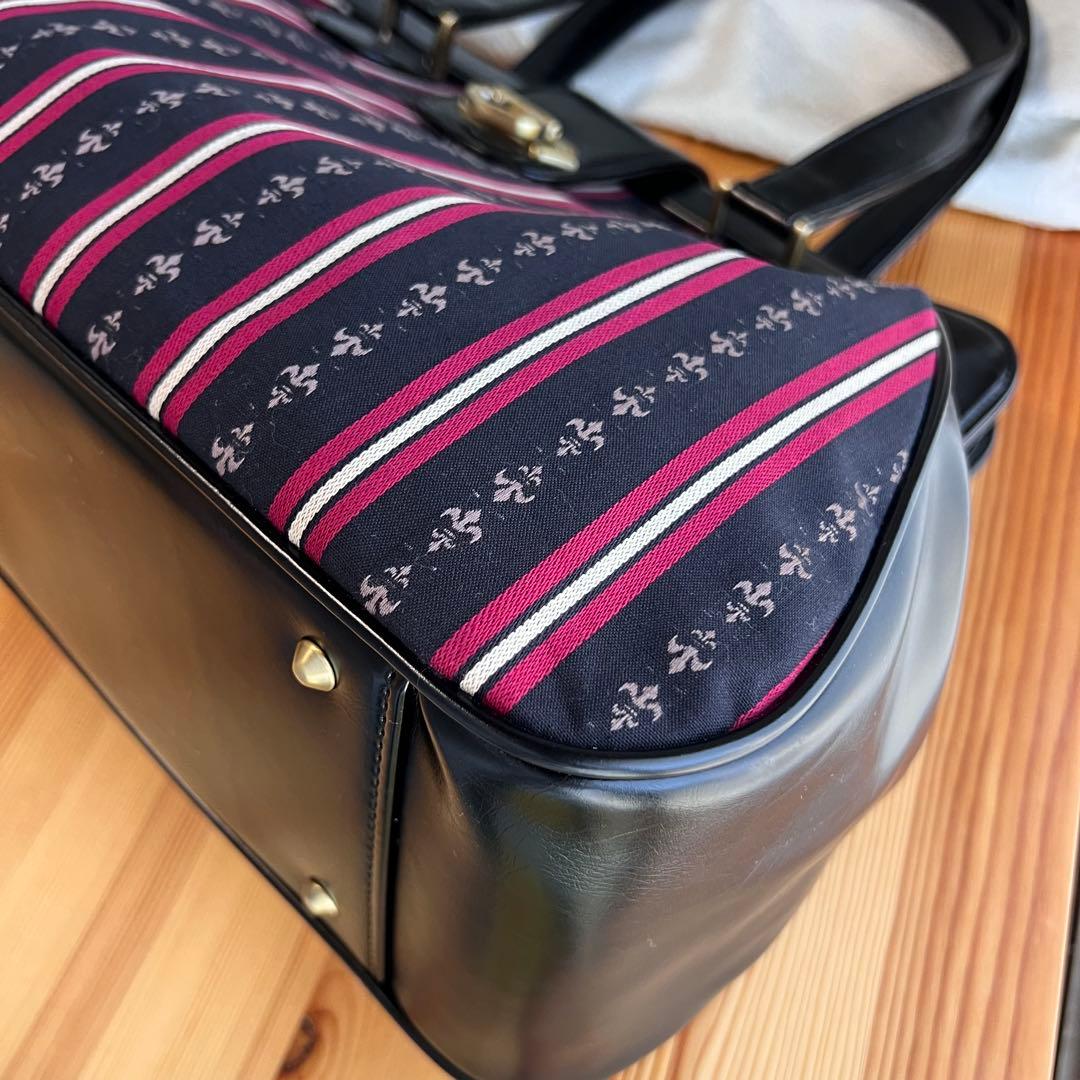 美品✨エクサントリーク レジメンタル柄　ハンドバッグ ボストンバッグ