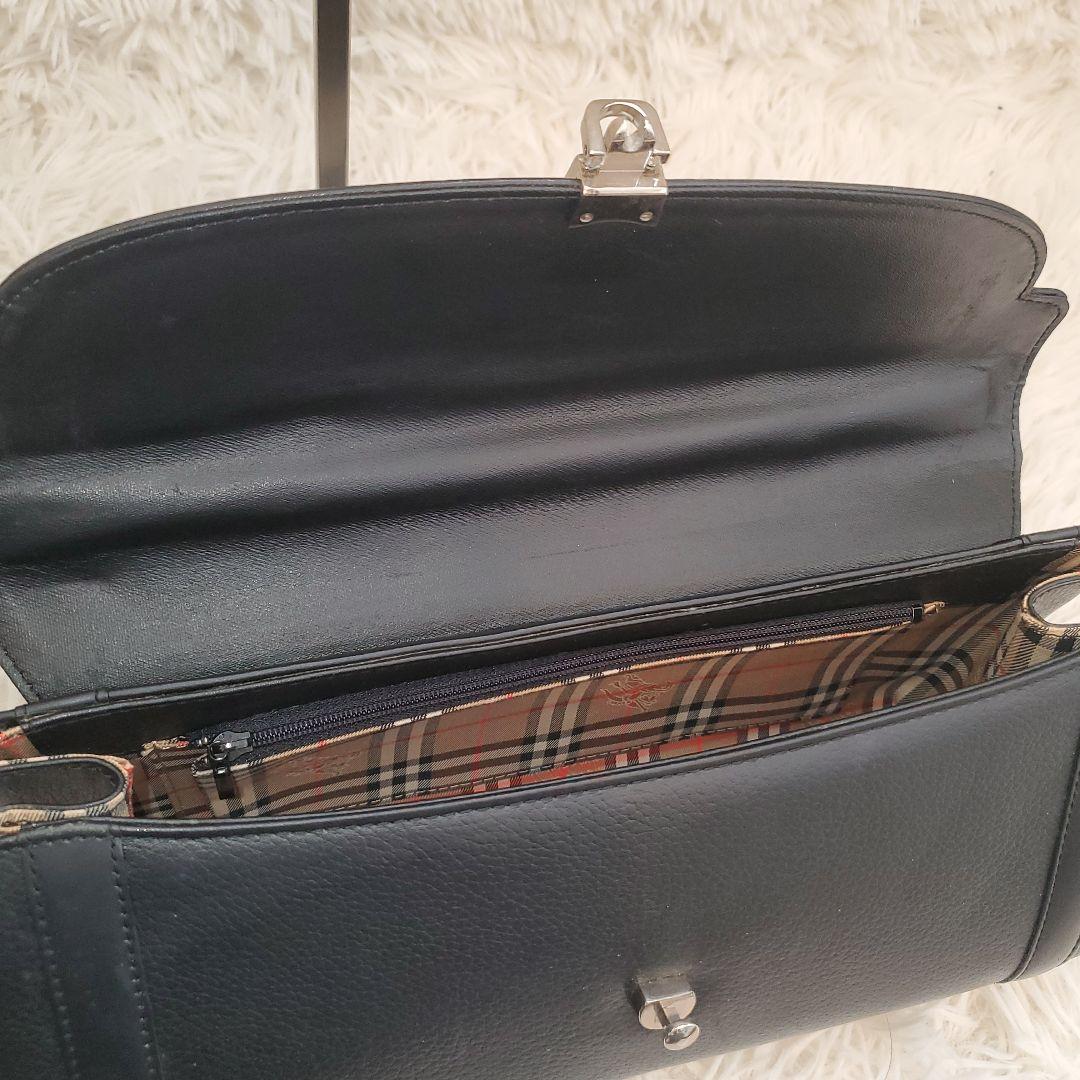 ⭐極美品⭐BURBERRYS 筒型 ハンドバッグ レザー 黒