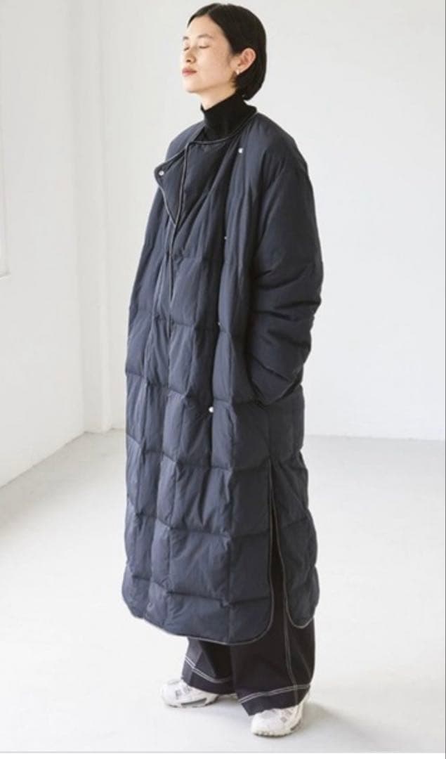 トゥデイフル　ノーカラーキルティングダウンコート36