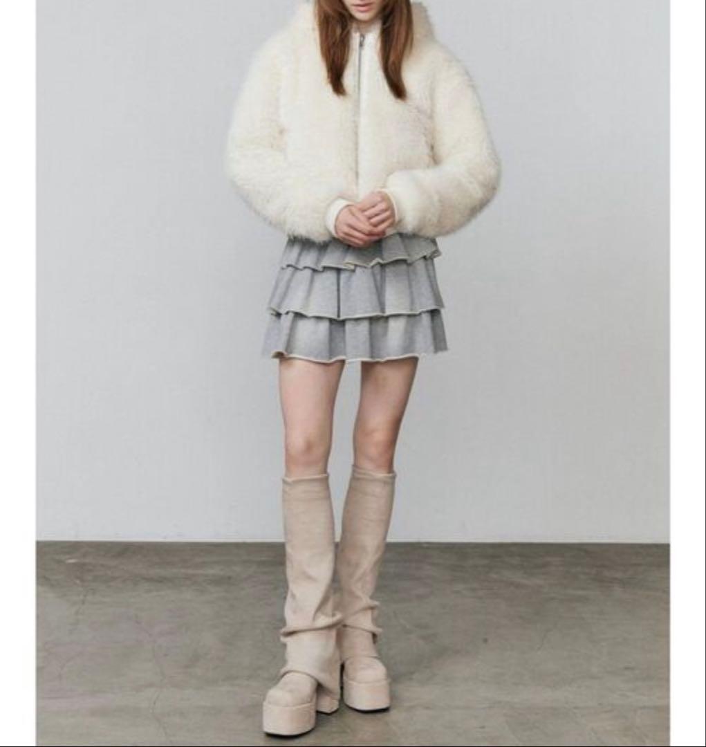 即日発送！EMODA ルーズフレアカバーフィットブーツ　アイボリー