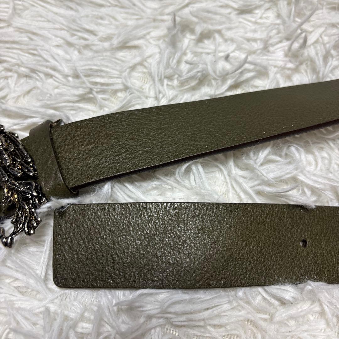 GUCCI グッチ ペガサス ベルト シルバーバックル 本革レザー カーキ 希少