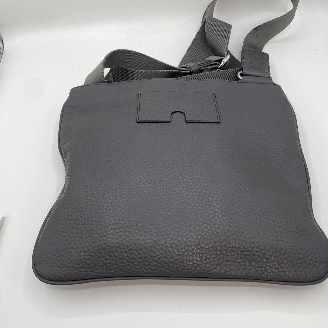 BALLY バリー ショルダーバッグ レザー ダークグレー　シボ革　メンズ