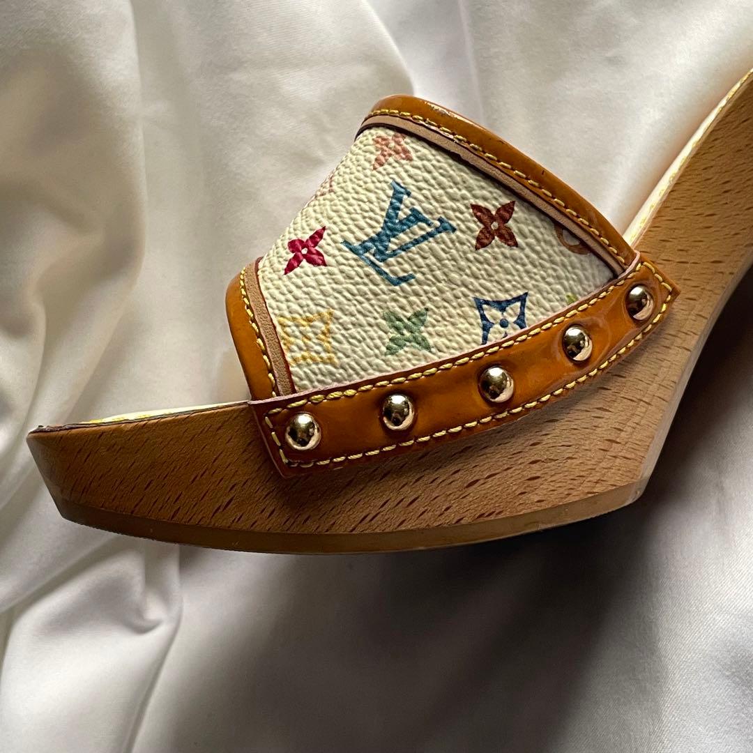 Louis Vuitton マルチカラー リボン ウッド ミュール モノグラム