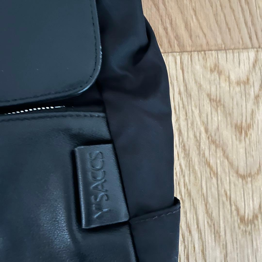 美品★ Y'SACCS イザック リュック ナイロン×牛革 ブラック 通勤 通学