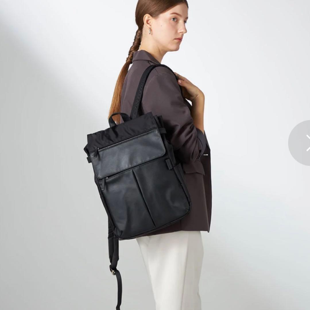 美品★ Y'SACCS イザック リュック ナイロン×牛革 ブラック 通勤 通学