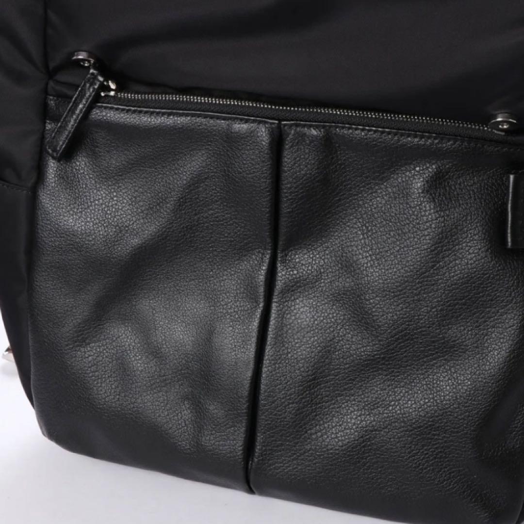 美品★ Y'SACCS イザック リュック ナイロン×牛革 ブラック 通勤 通学