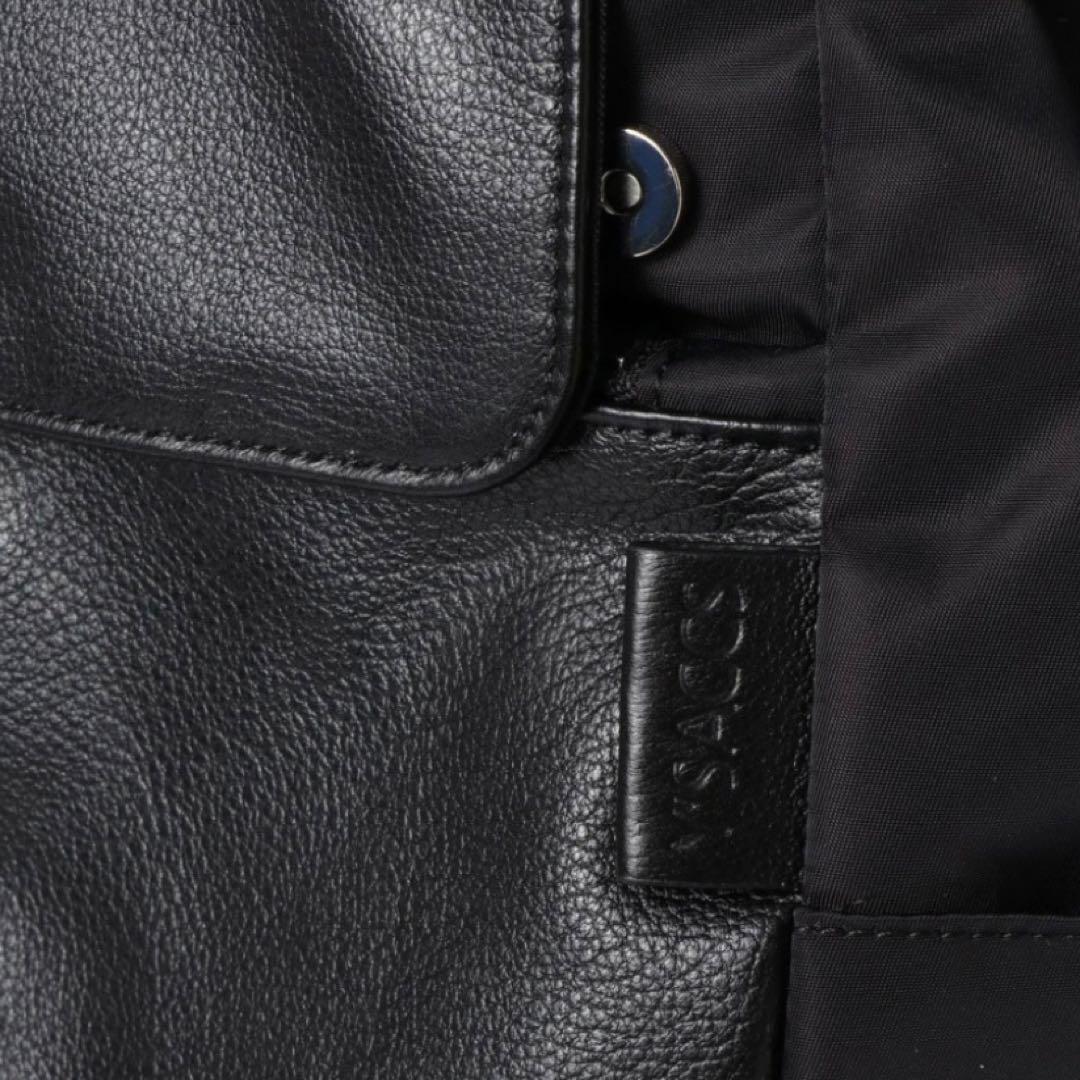 美品★ Y'SACCS イザック リュック ナイロン×牛革 ブラック 通勤 通学