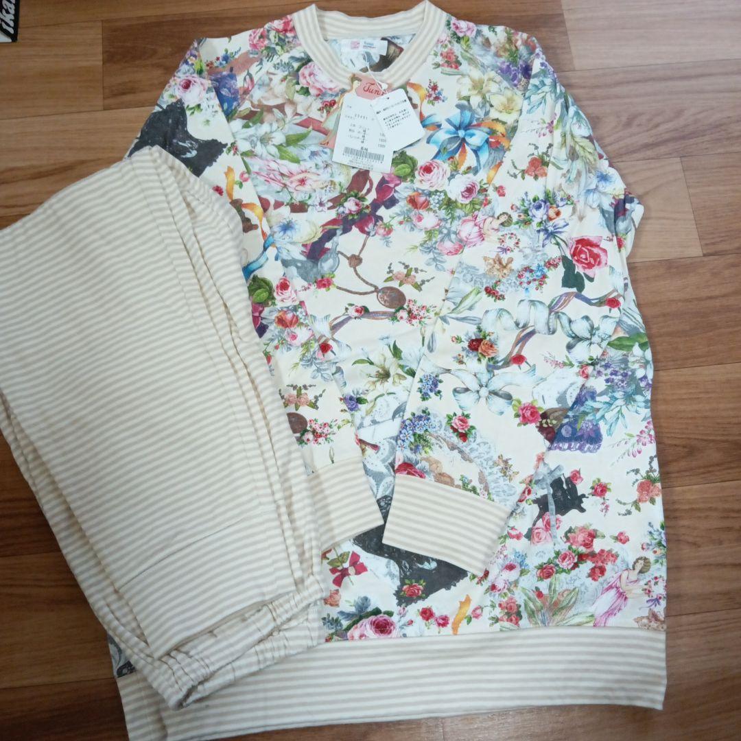 ◈タグ有り新品◈tunic 鴨居洋子　パジャマ　ビ一ナスと花　綿100%春、秋用