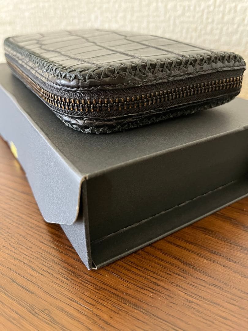 美品　FUNNY スタリオン　ポロサスクロコ長財布　黒　ラウンドファスナー