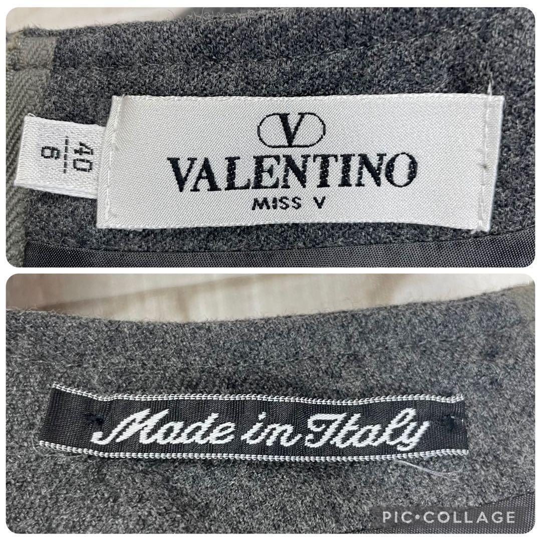【美品】ヴァレンティノ★ワンピース　ベルト　ウール　グレー　ヴィンテージ