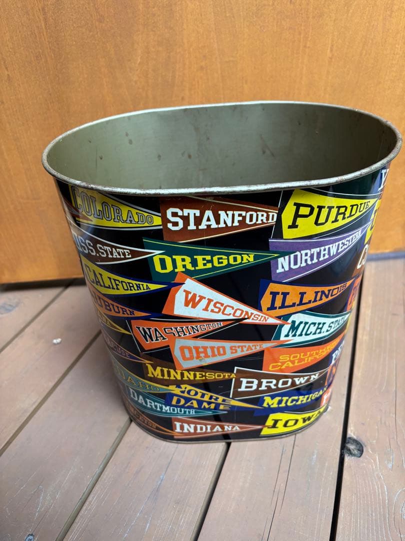 ビンテージ　カレッジ　ゴミ箱　缶　アンティーク USA製