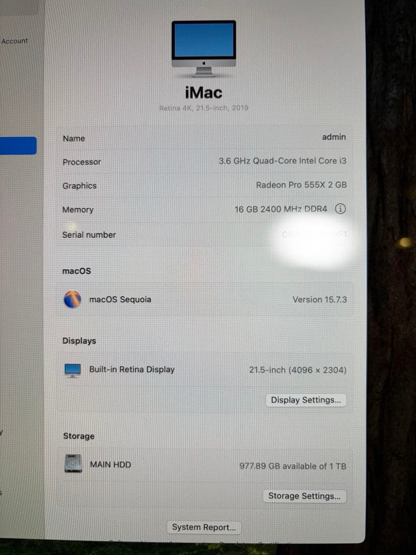 Macデスクトップ Apple iMac 21.5,2019 4K 1TB SSD 16GB RAM