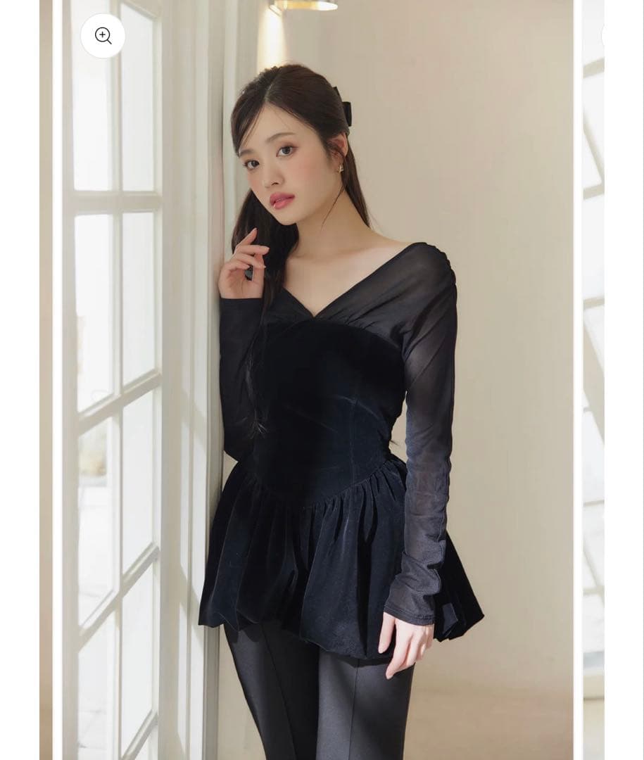 poláuraビスチェドッキングバルーントップス　ブラック