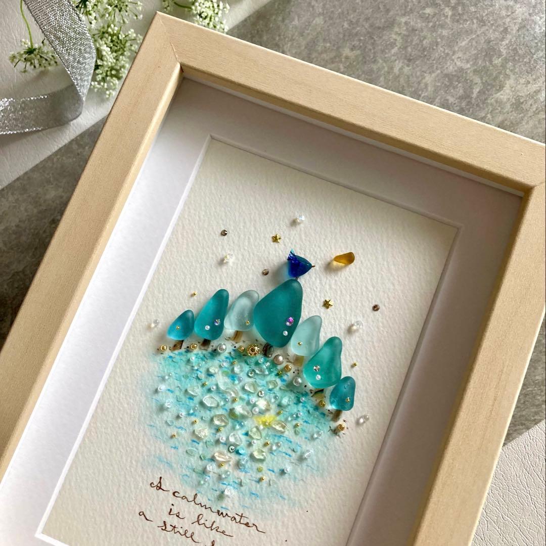 kanon　オーダー受付　シーグラス／天然石／フレームアート／／手描き