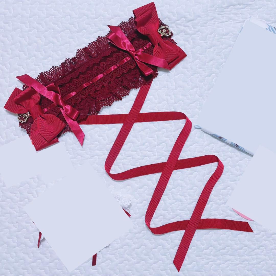 【最終値下げ】別珍ベビードールジャンパースカート ヘッドドレス セット エンジ