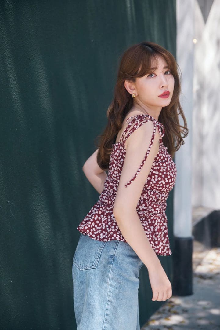 Herlipto Cherry Pattern Strap Top Mサイズ