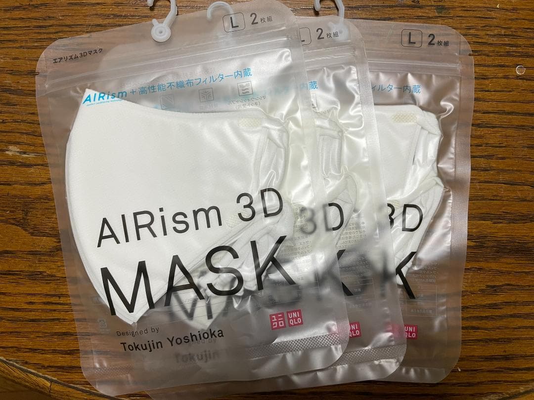 【新品・未使用】ユニクロ エアリズム 3Dマスク L 白 2枚入 3セット