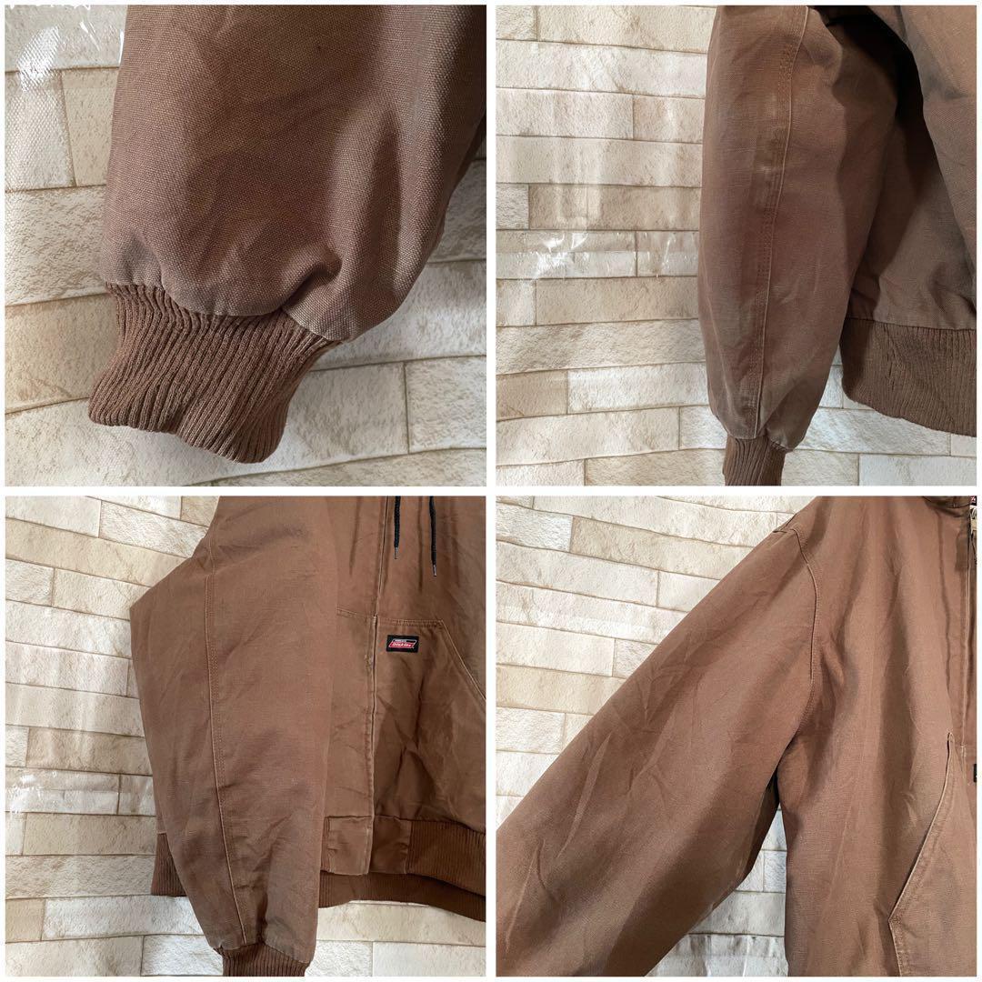 ディッキーズ アクティブジャケット 刺繍 裏地キルティング 茶 ブラウン XL