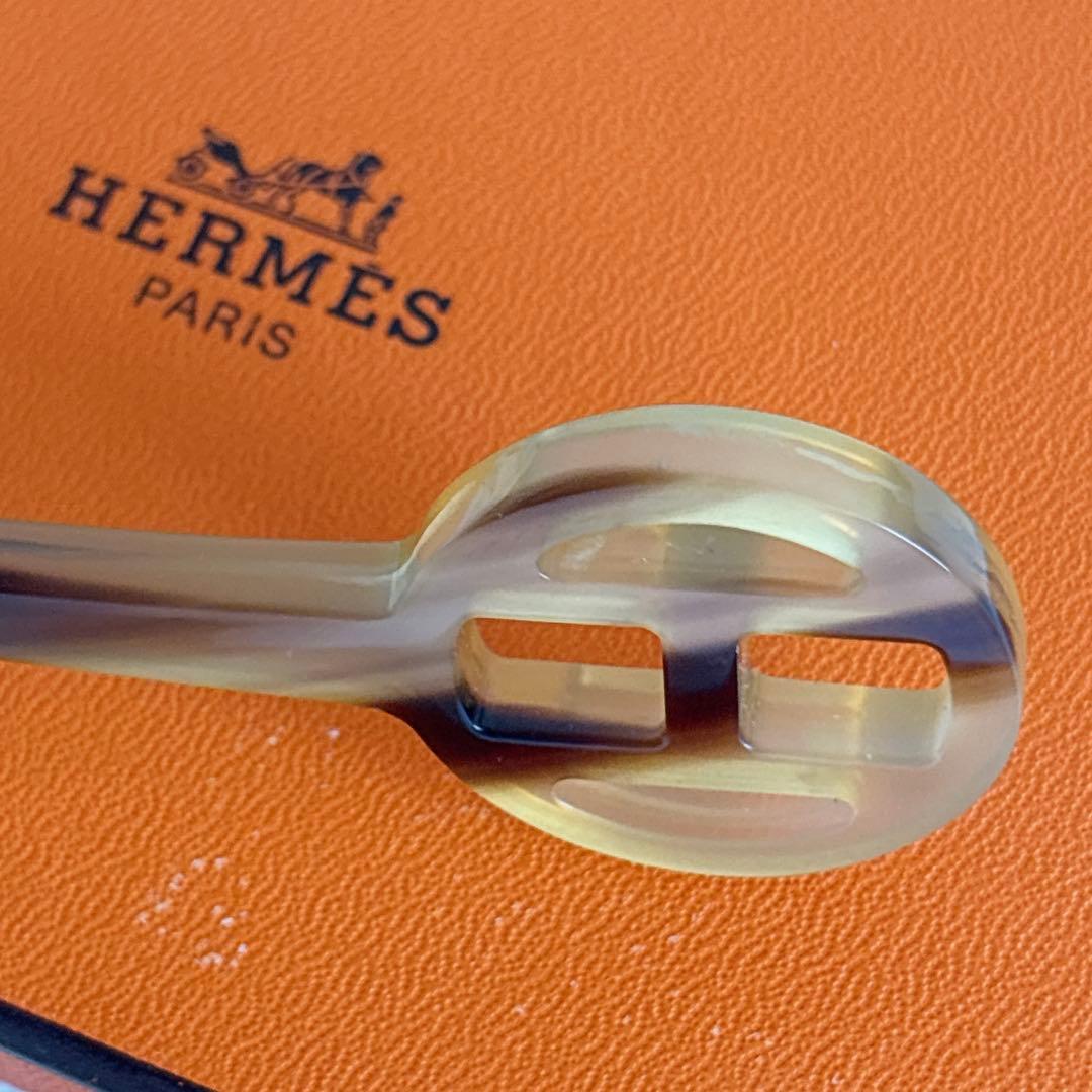超美品 エルメス HERMES かんざし 簪 水牛 バッファローホーン 箱付