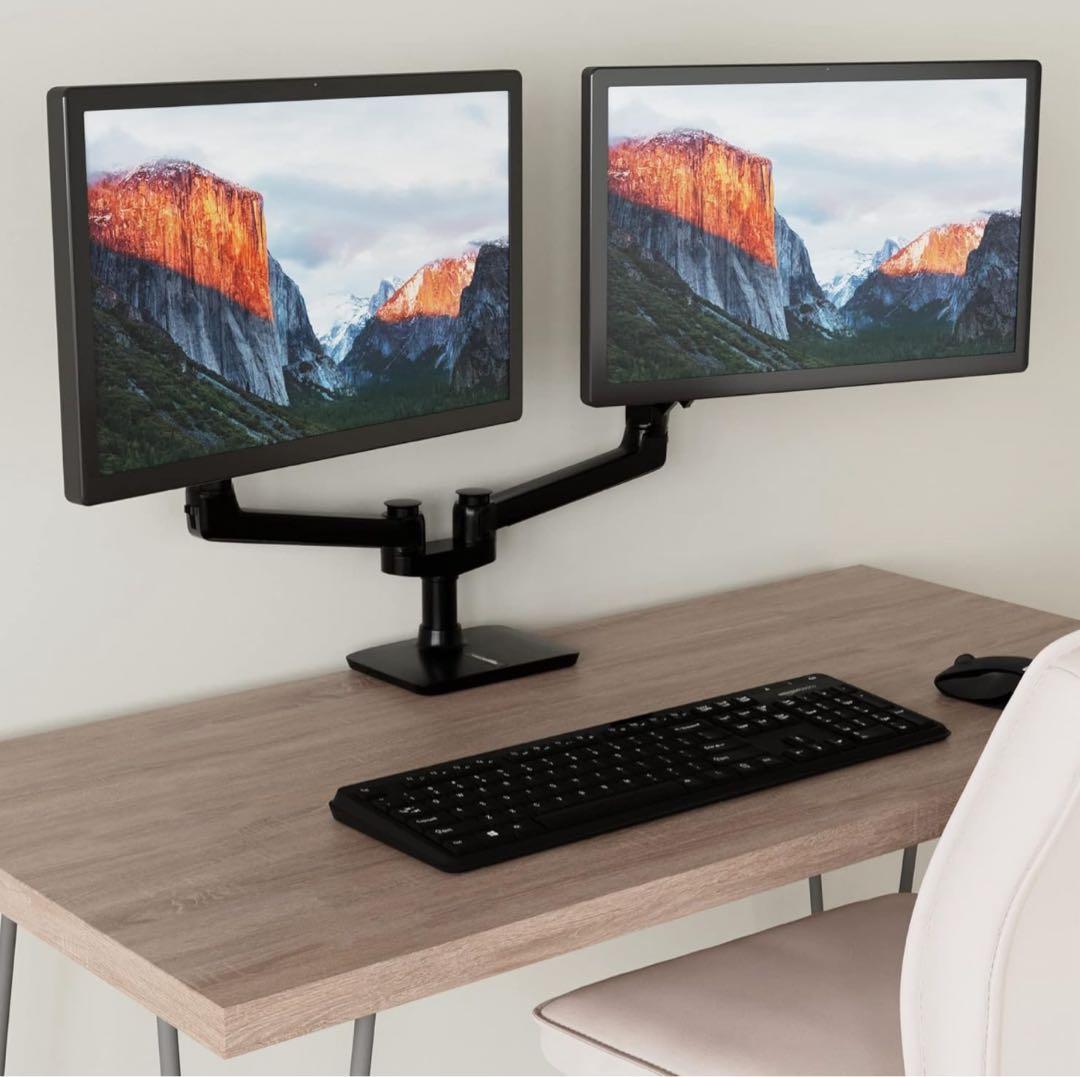 Amazonベーシック モニターアーム デュアル-ディスプレイタイプ ブラック