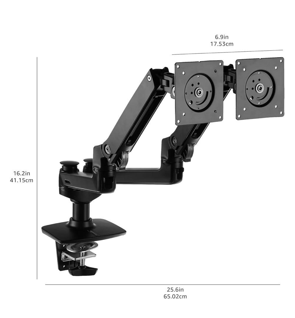 Amazonベーシック モニターアーム デュアル-ディスプレイタイプ ブラック