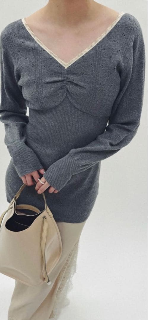 m/　edit.for lulu eyelet knit Glay