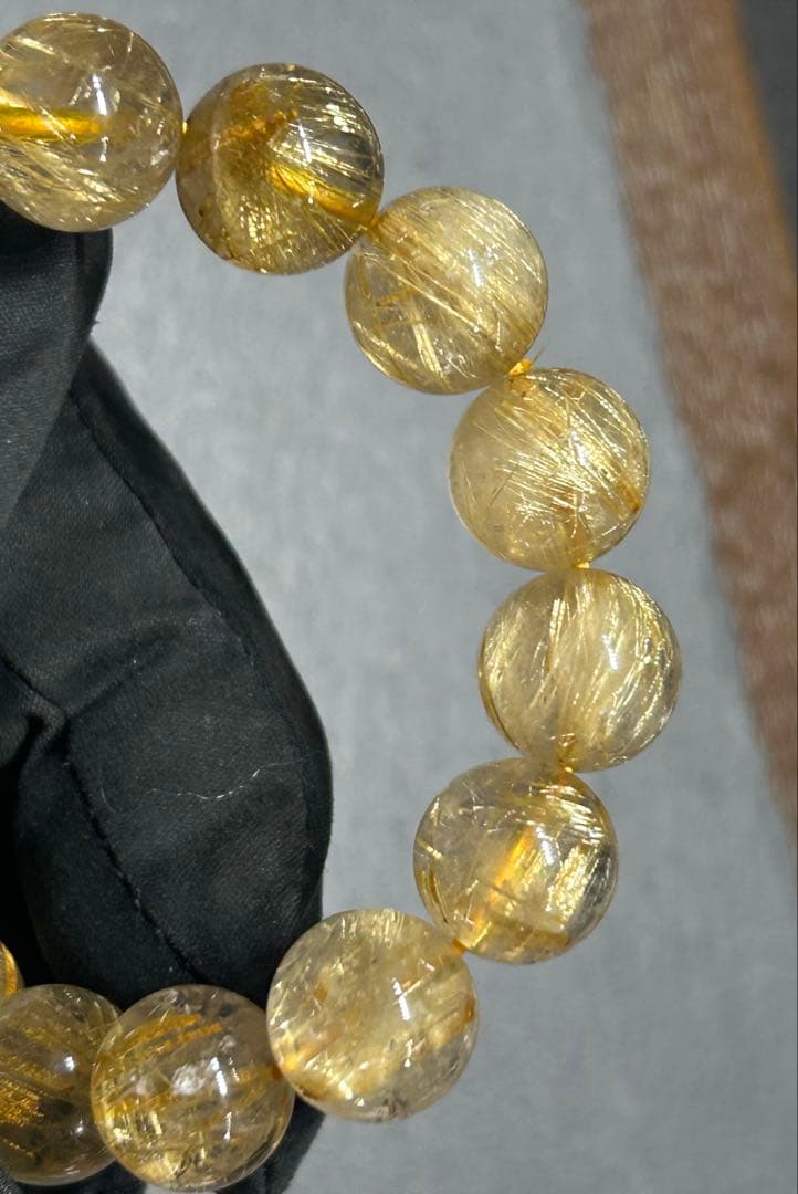 ゴールド　ルチル　クォーツブレスレット　12.5mm