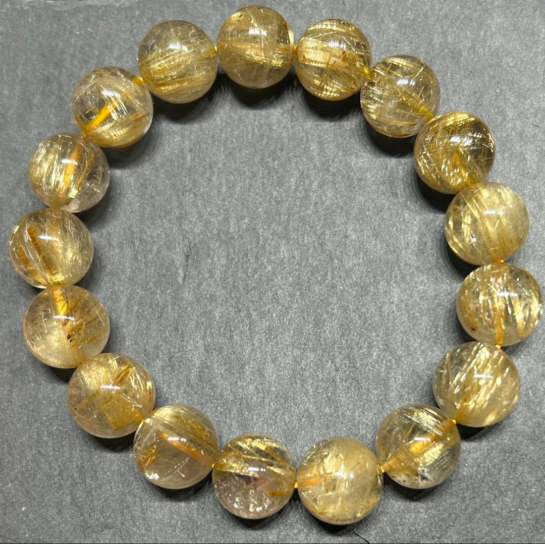 ゴールド　ルチル　クォーツブレスレット　12.5mm