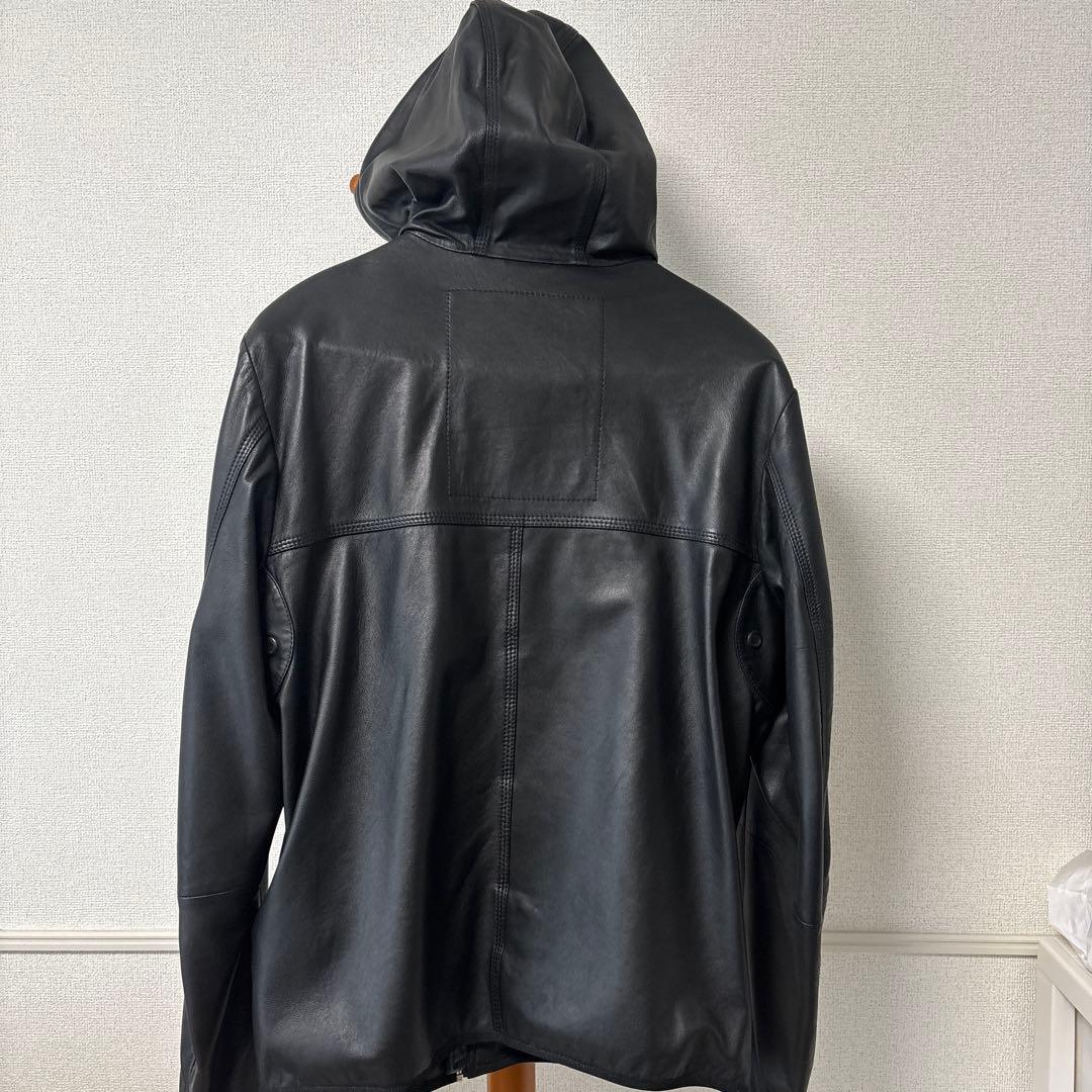 DIESEL フード付きレザージャケット ブラック