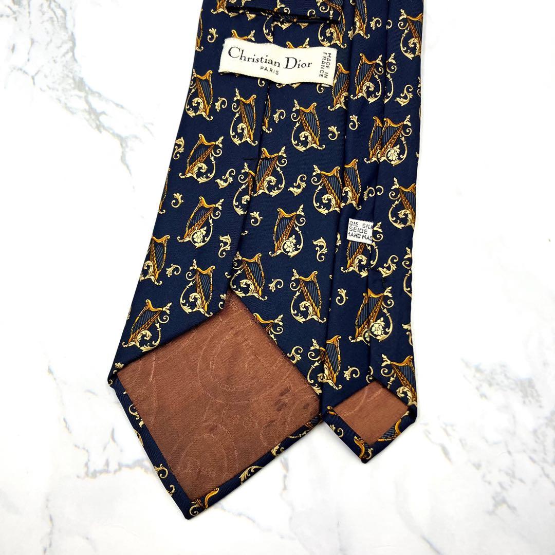 ◆ウルフ◆ネクタイ 紺色 ハープ柄 クラシック