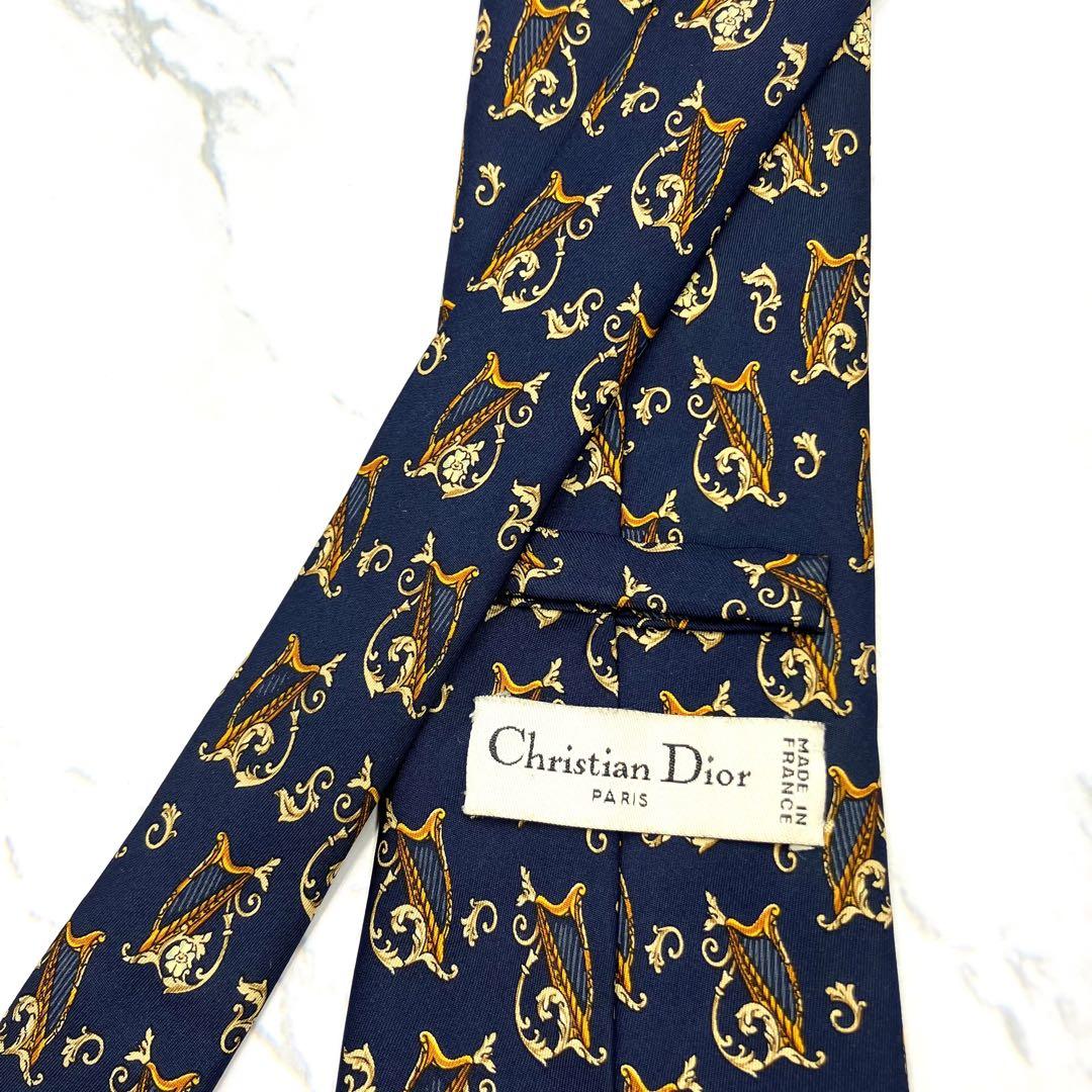 ◆ウルフ◆ネクタイ 紺色 ハープ柄 クラシック