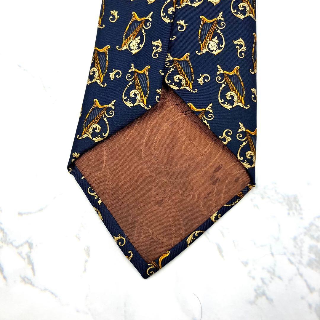 ◆ウルフ◆ネクタイ 紺色 ハープ柄 クラシック