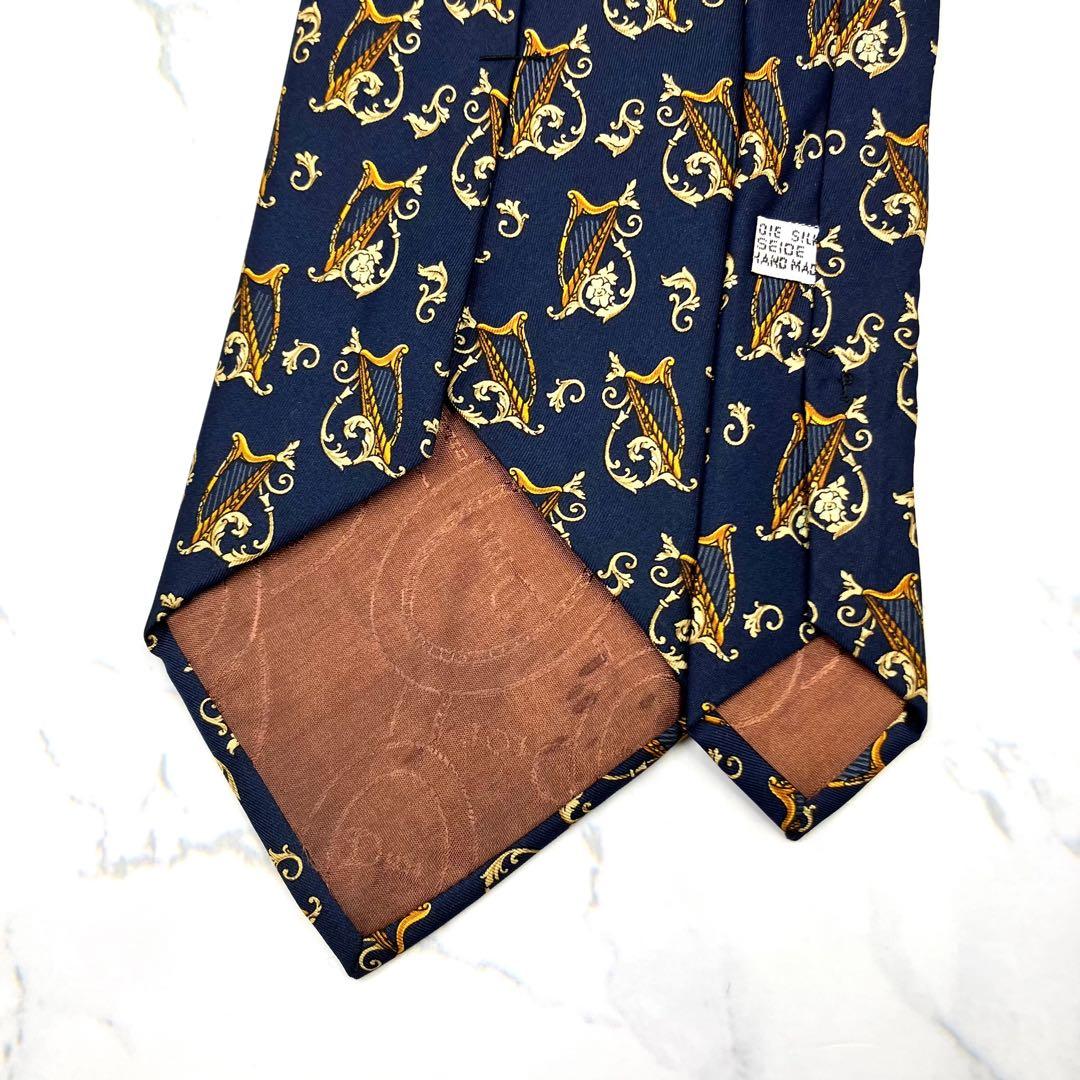 ◆ウルフ◆ネクタイ 紺色 ハープ柄 クラシック