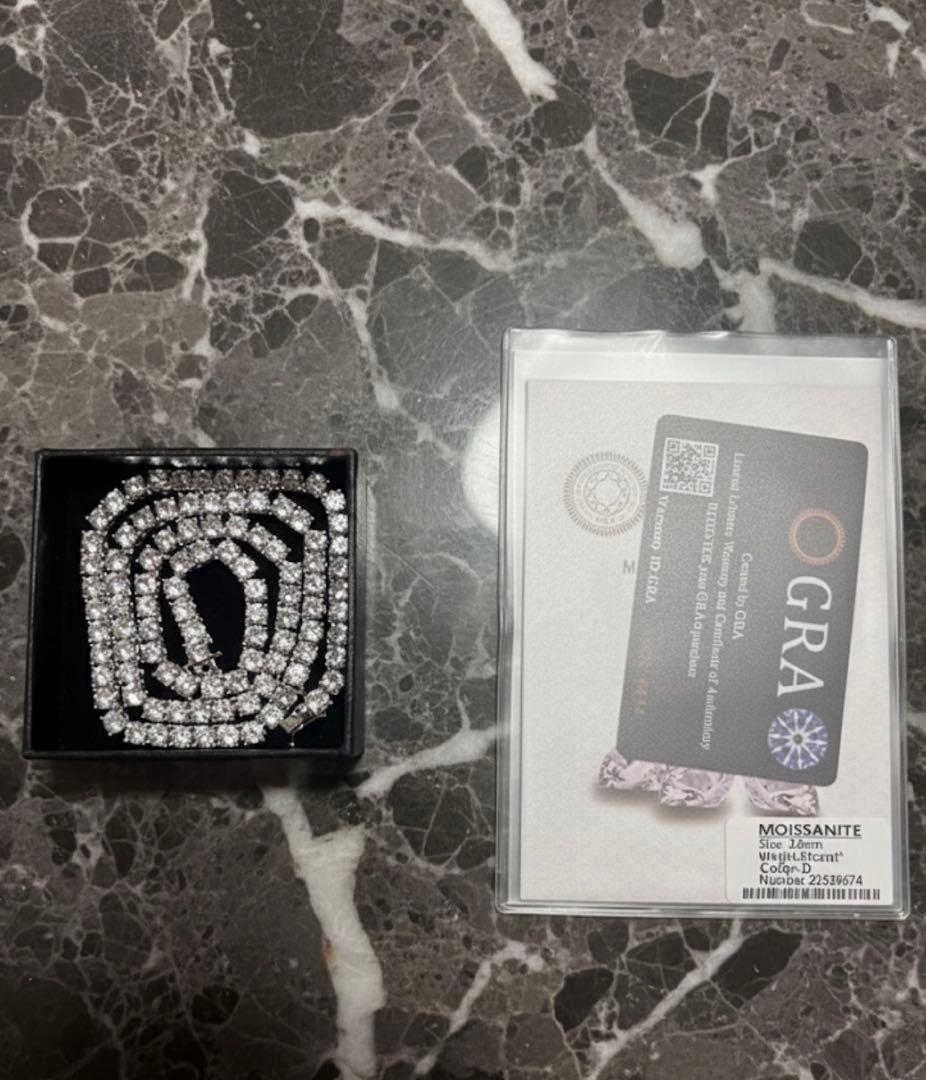 5mmモアサナイトテニスネックレス50cm GRA証明書付き モアサナイト