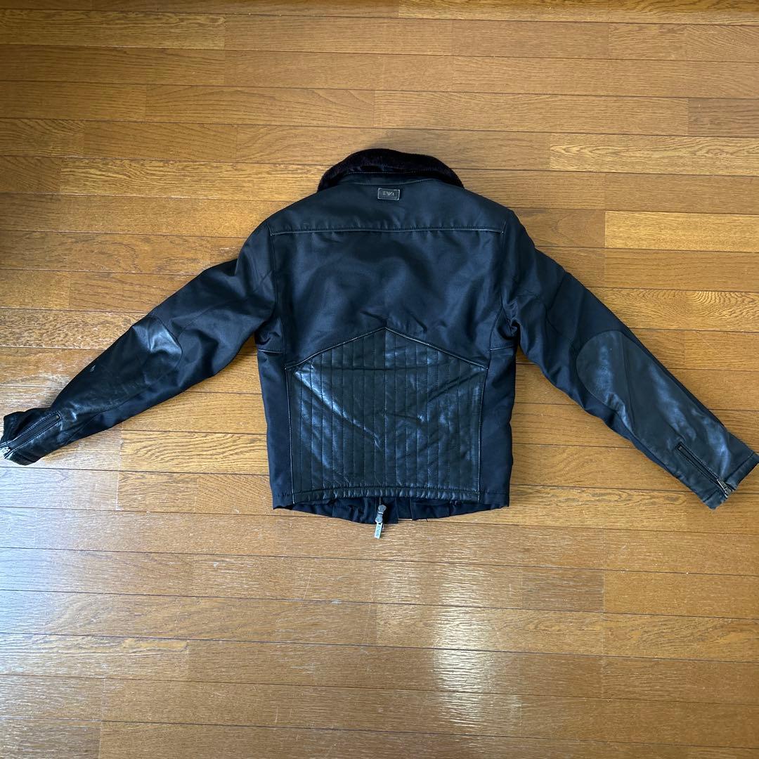 【yuyu】EMPORIO ARMANI ブラックレザージャケット S