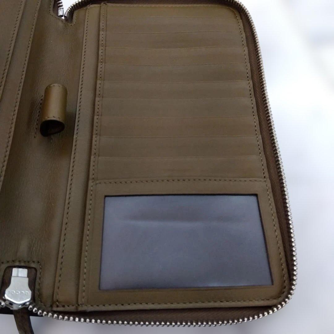 Gucci 本物クロコダイル ドキュメントケース 長財布 オリーブ 茶系