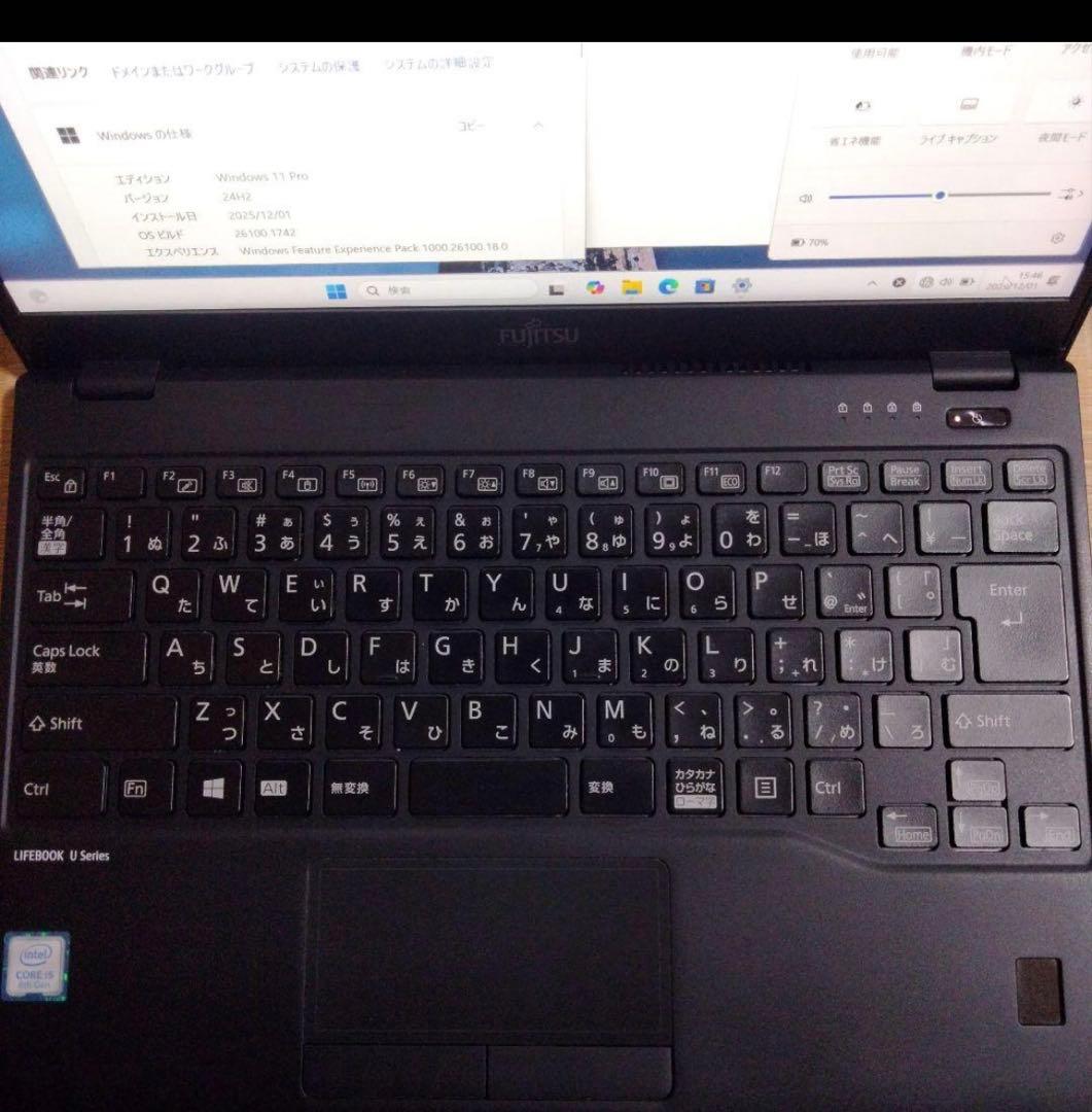 富士通U939/B (8世代i5/8GB/256GB カメラ・マイク非搭載)