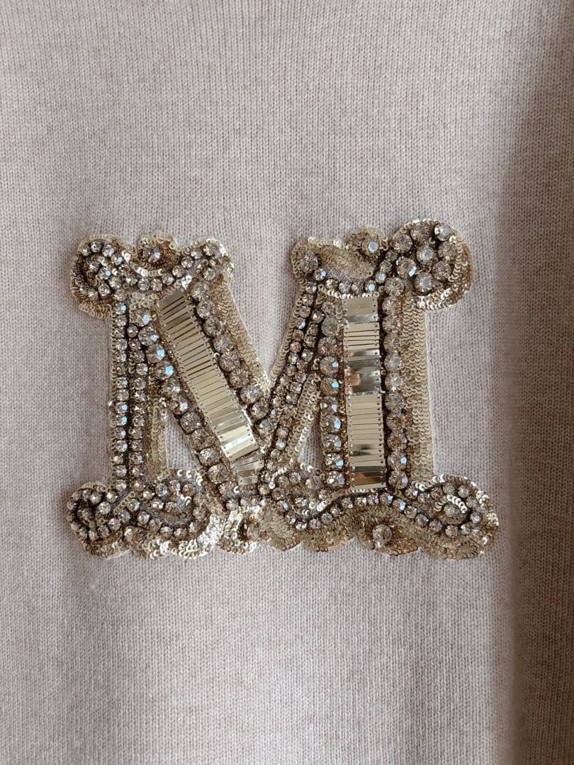 Max Mara マックスマーラ カシミヤ ビジュー ニット ベージュ S