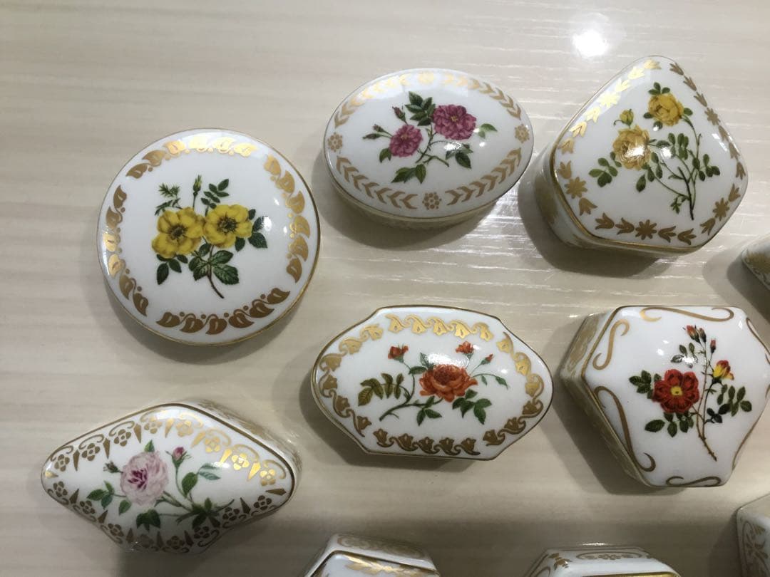 リモージュ小物入れ フランス製アンティーク皇后ジョゼフィーヌのバラ園 10点