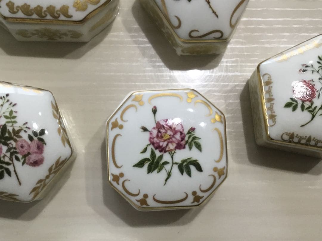 リモージュ小物入れ フランス製アンティーク皇后ジョゼフィーヌのバラ園 10点