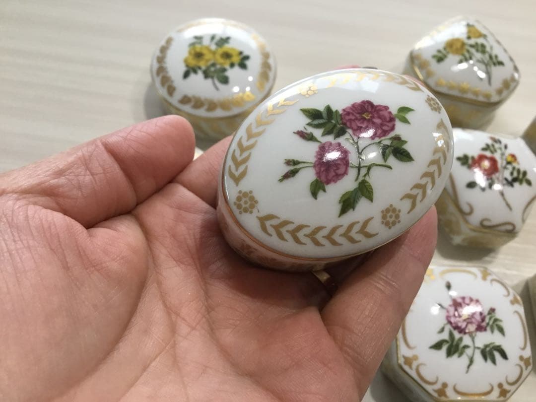 リモージュ小物入れ フランス製アンティーク皇后ジョゼフィーヌのバラ園 10点