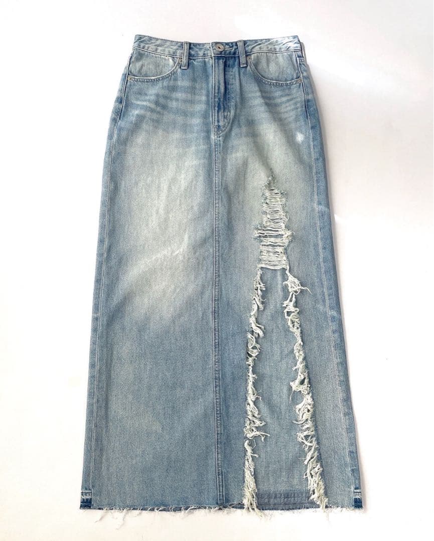 GYDA 新品 ダメージ スリット ロング デニム スカート