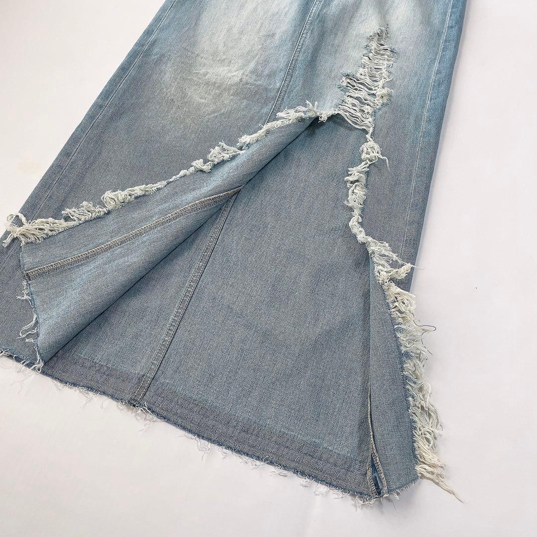 GYDA 新品 ダメージ スリット ロング デニム スカート