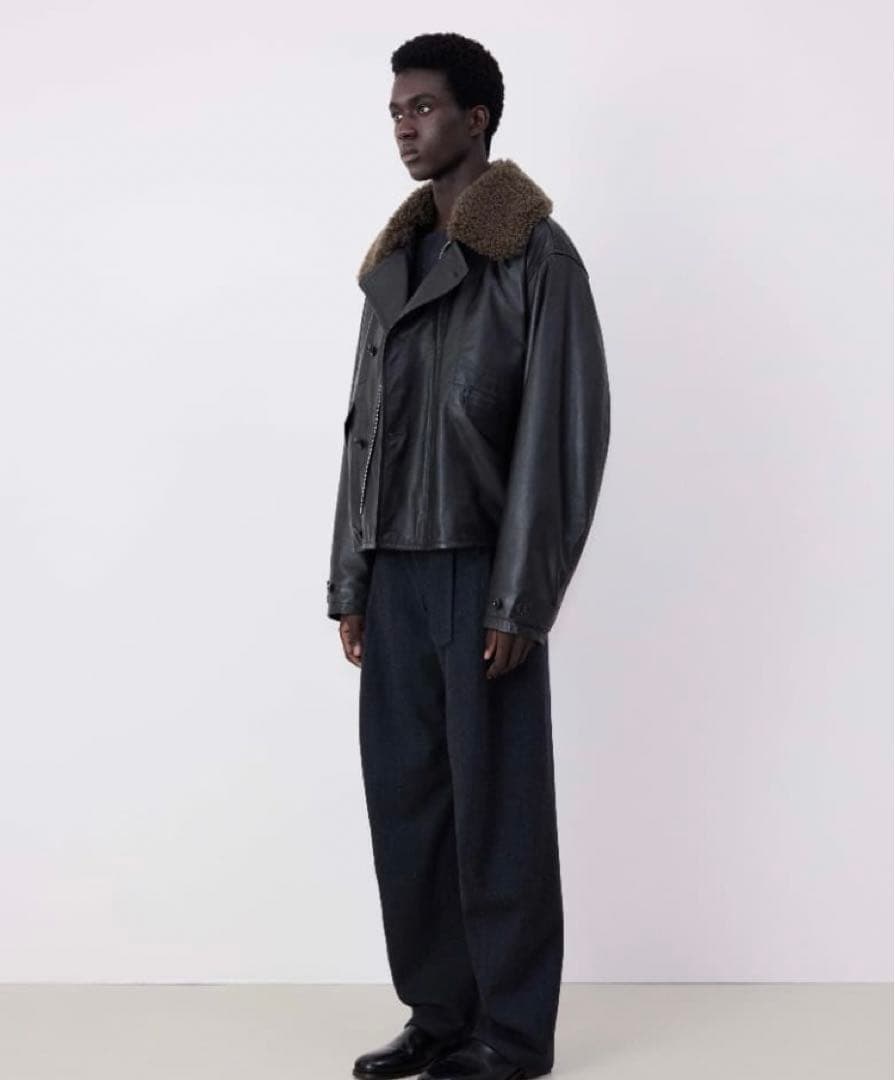 24AW LEMAIRE シアリング レザーフライトジャケット