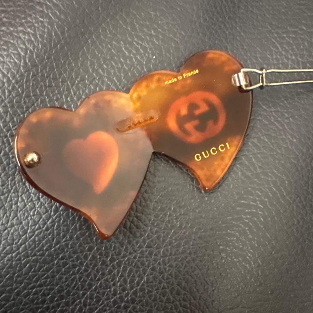 GUCCI インターロッキングG ダブル ハート ヘアクリップ　ヘアピン